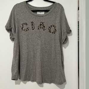 Sol Angeles Gray 'CIAO' Leopard Print Women's Tee